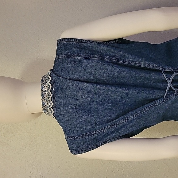 Vtg JIM ELLIOT Western Denim Chambray Sleeveless Button Down Midi Dress - Picture 11 of 14